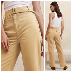Banana Republic High Waist Khaki Chinos Womens 6 Belted Pants Preppy Classic
